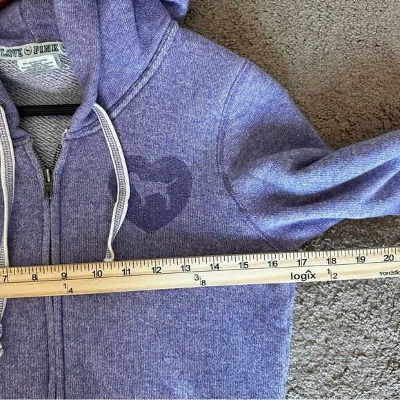 Vintage VS PINK Hoodie 86 Graphic Lavender Zip Up Hoodie Early 2000s Y2K Size S - Picture 9 of 11